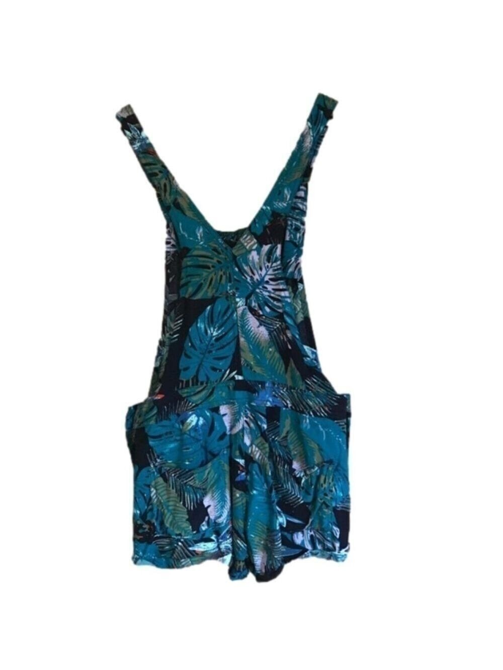 MUDD tropical print lightweight bib overall romper shorts size XS